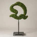 Monogram letter Q topiary in Custom style, packed with green moss, on an adjustable stand