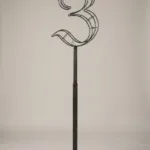 Monogram letter Z topiary frame in Custom style, bare galvanized steel on an adjustable stand